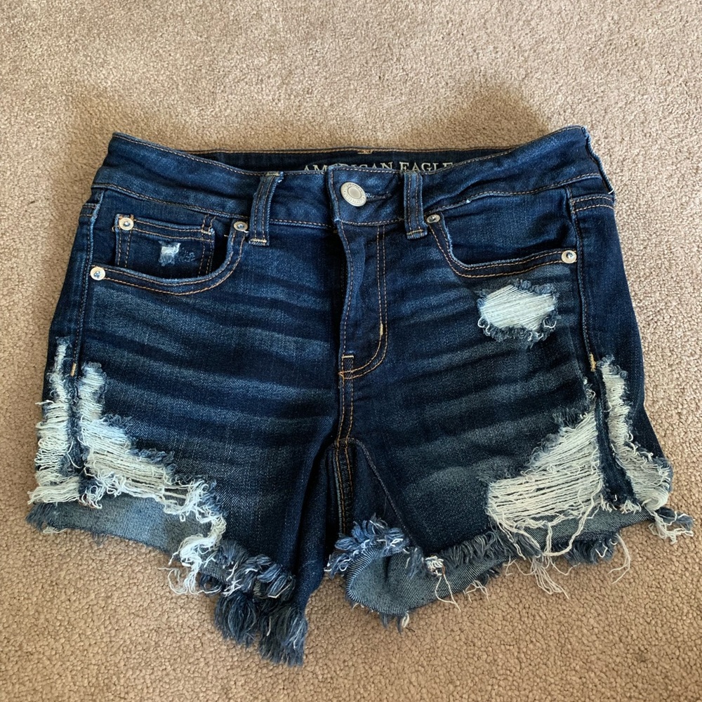 American Eagle Distressed Midi Jean Shorts